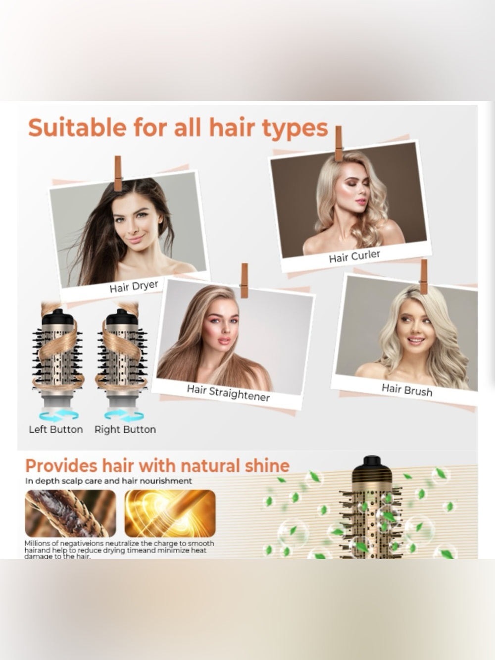 $70. OKWRAP Rotating Hair Dryer Brush 3-in-1 360° Rotating Hot Air Brush New! - Picture 10 of 16